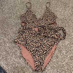 aerie Leopard Print Wrap Swimsuit